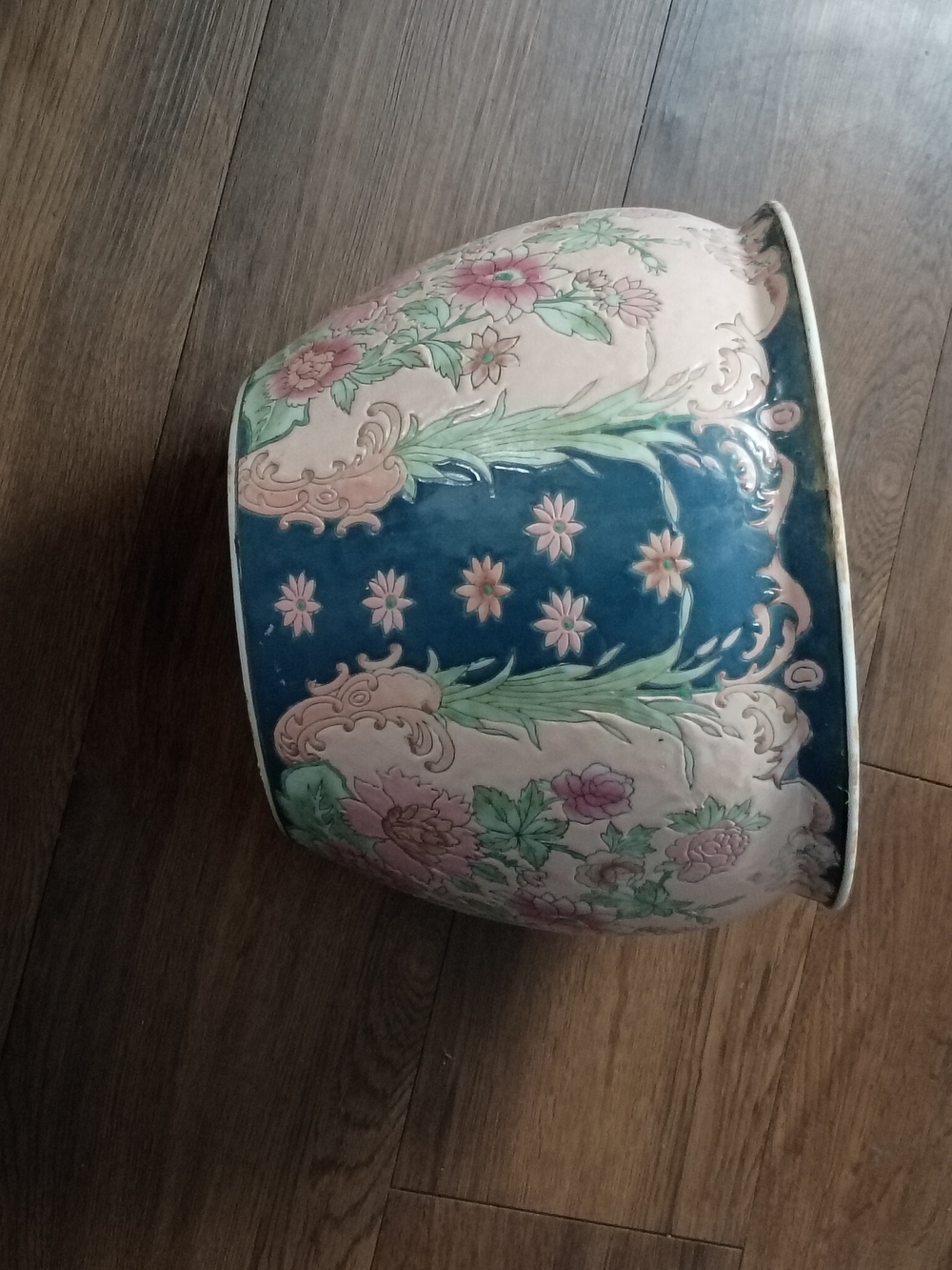 Floral Ceramic Planter Pot in Pink and Blue